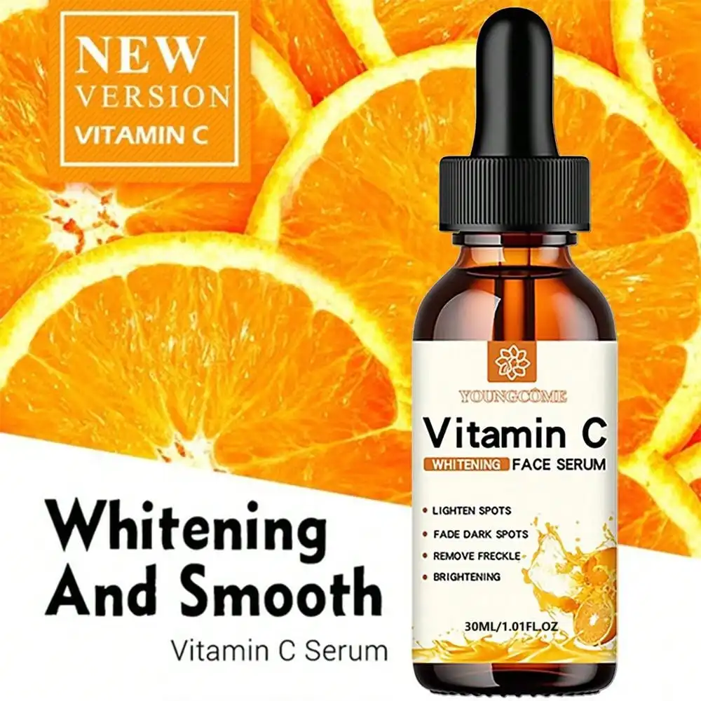 Essence pour le visage à la vitamine C Contient de l'acide hyaluronique Éliminateur de taches brunes Essence hydratante réparatrice anti-âge Soin de la peau du visage 30 ml_voghion.com