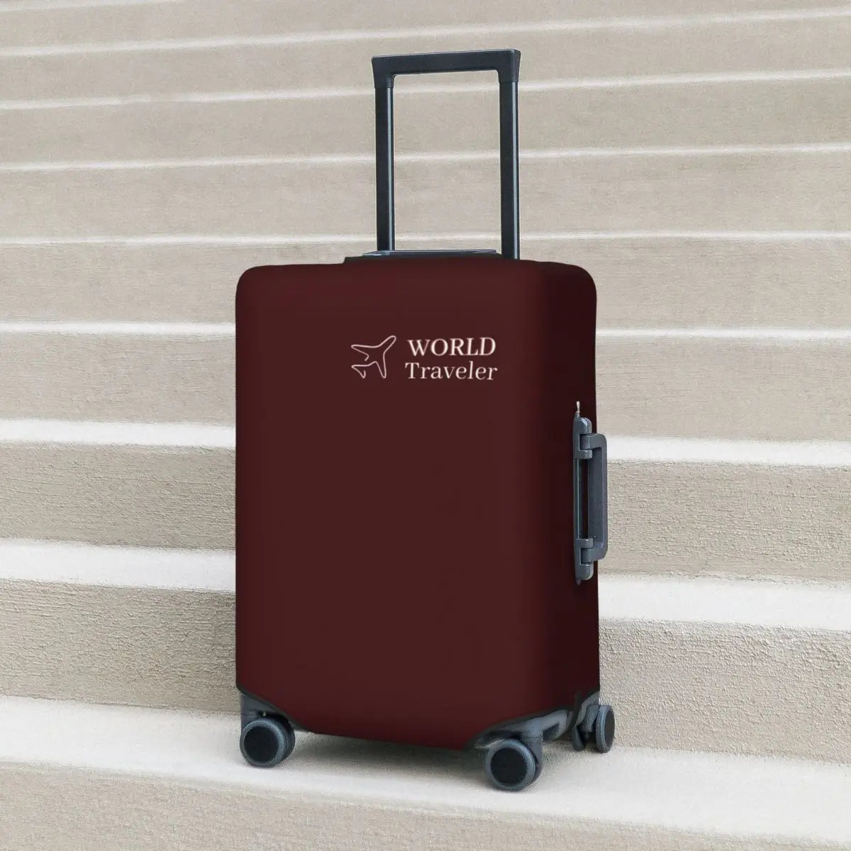 

World Traveler Wine Red Suitcase Cover Simple Pattern Flight Business Practical Luggage Accesories Protector