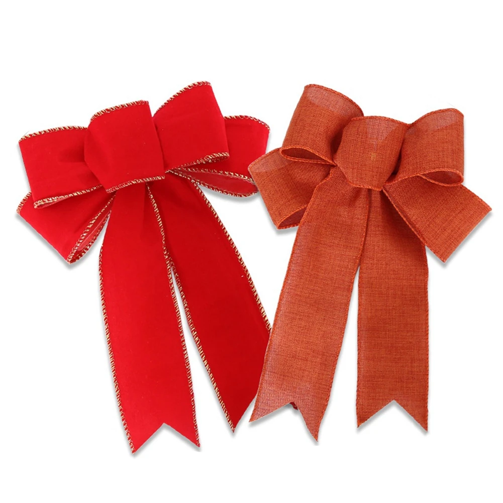 Description Picture 6 of item1PC Christmas Tree Topper Bows Holiday Christmas Wreaths Bows Xmas Tree Decor Bowties DIY Gift Wrapping for Home Party Decor