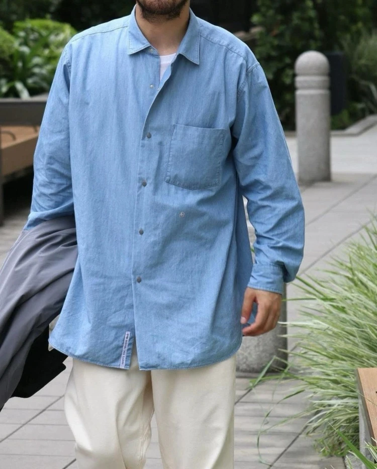 NANAMICA 24AW CHAMBRAY SHIRT casual loose washed long-sleeved denim shirt