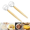 Cake Tools Danish Dough Whisk Stainless Steel Dutch Bread Dough Hand Mixer Wooden Handle Kitchen Baking Tools Artisian Blender 2