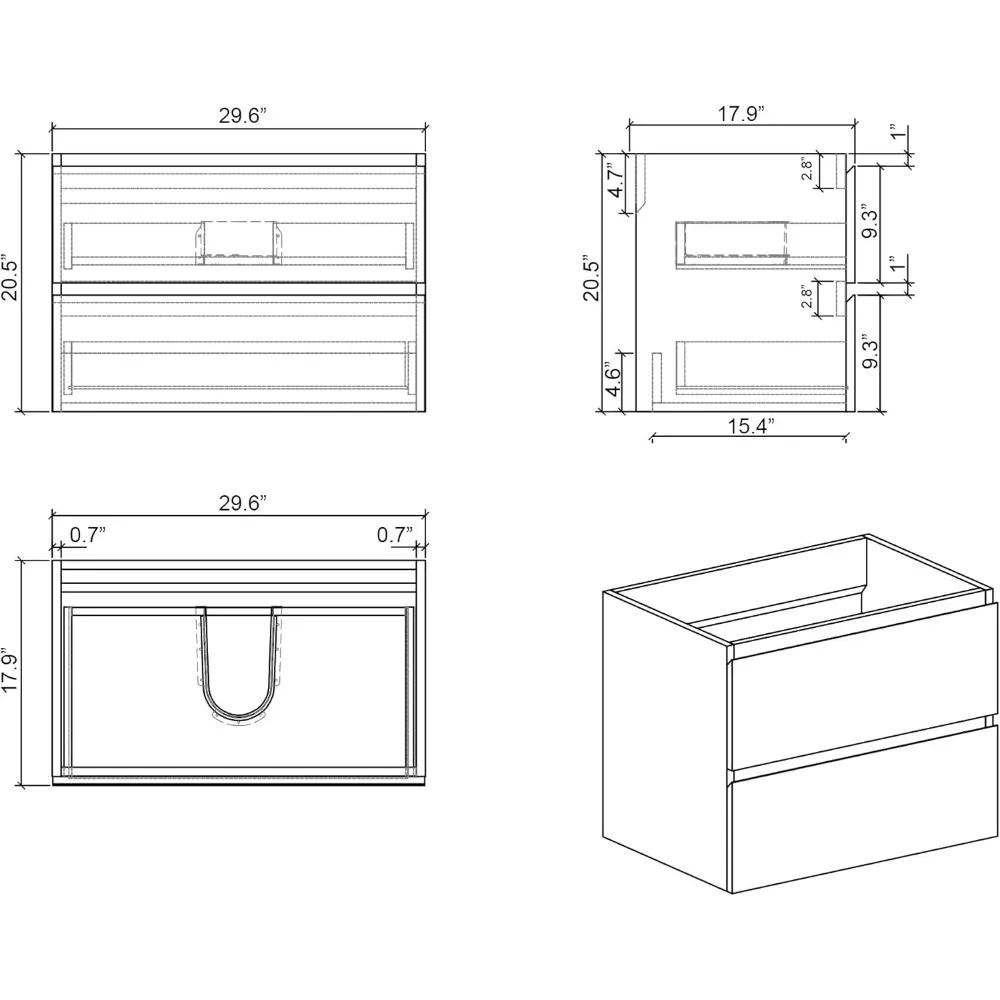 30 Inch Bathroom Vanity with Sink with Overflow, Large Storage Wall Mounted Floating, Basin Minimalist Bathroom Sink Cabinet 2