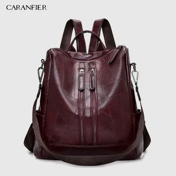 CARANFIER Zaino da donna Zaini in pelle per giovani di alta qualità per ragazze adolescenti Borsa a tracolla da scuola femminile Bagpack mochila