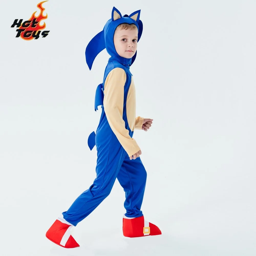 Hot Toys Kid Anime Game Sonic Superhero Cosplay Costume Children's Hedgehog Zentai Halloween Party Performance Bodysuit