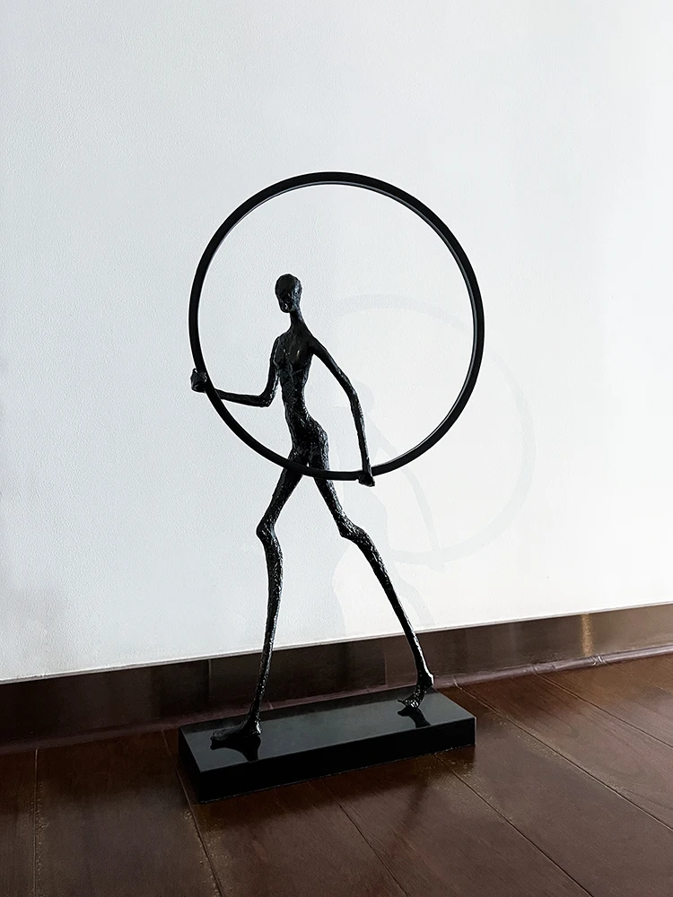 

Modern New Chinese Cast Iron Walking People Sculptured Ornaments Furnishings Living Room Soft Decorations