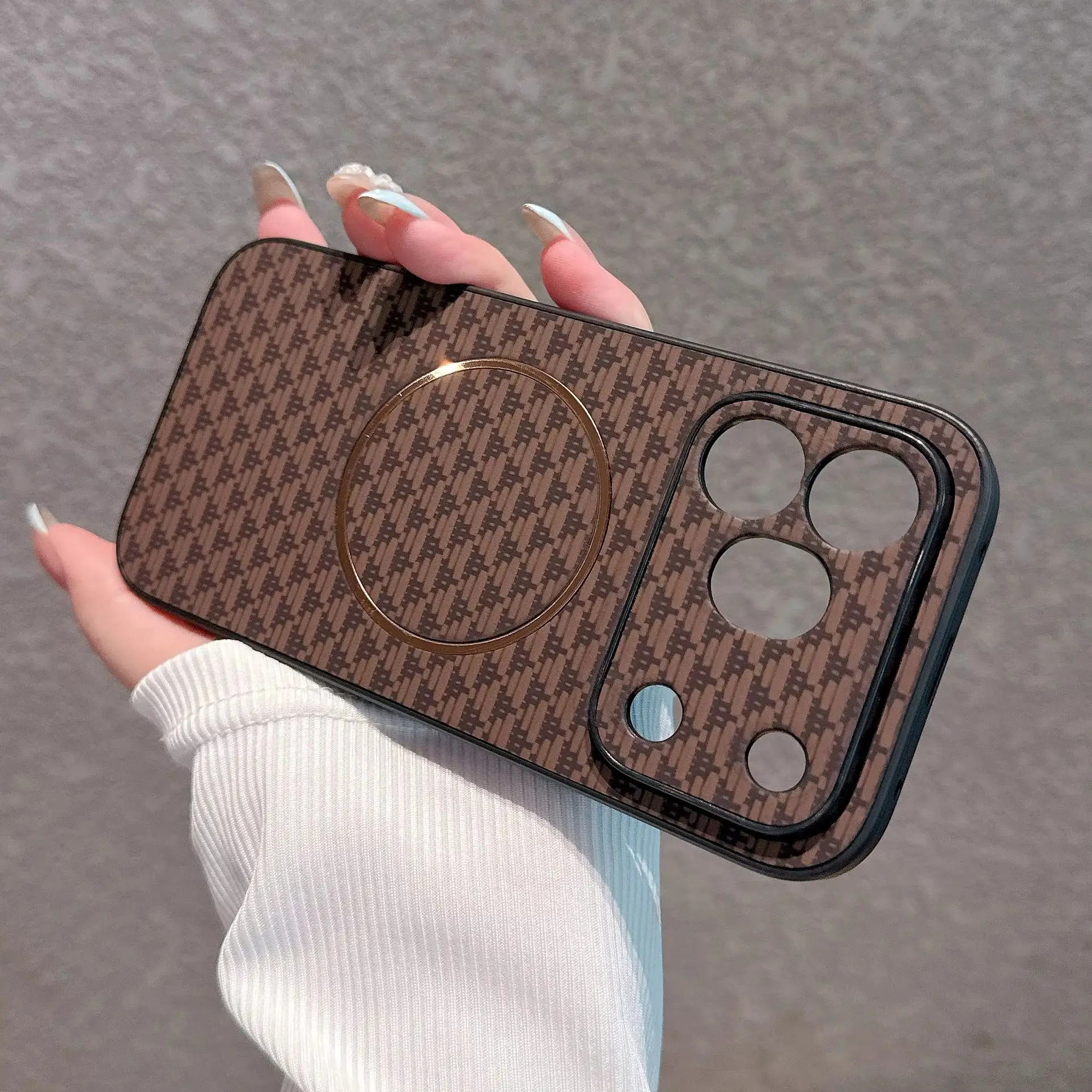 Enhanced Protective Matte Case with Triangle Texture and Magnetic Charging Capability