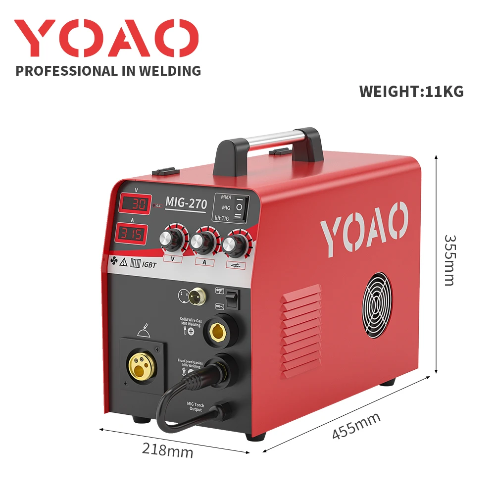 High Power Grade Dual-Purpose Welder 1/5/15KG Wire Feeder MIG-270 CO2 Welder Mini Welding Machine Gas and Gasless