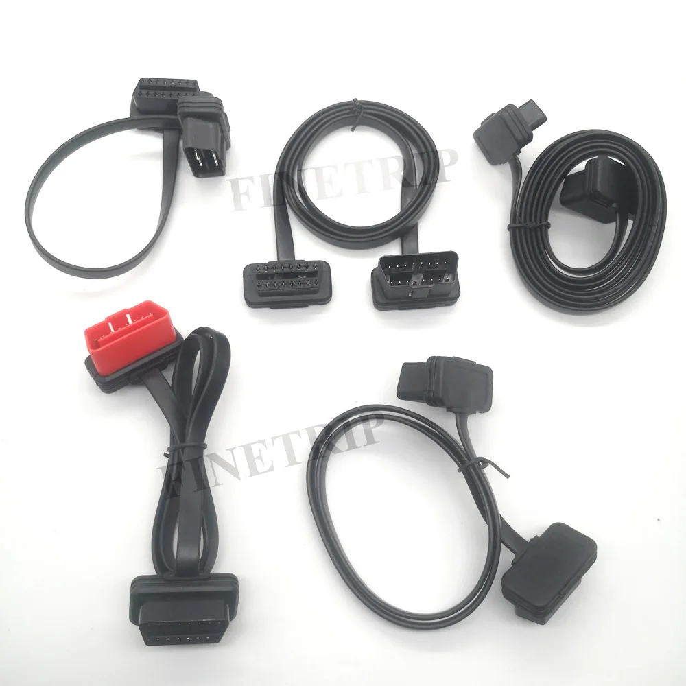 30 cm/60 cm/1 m Großhandel Flache + Dünne Als Nudel ELM327 Männlich Zu Weiblich Ellenbogen auto Stecker Adapter 16 Pin OBD2 Verlängerung Kabel – Detail 8