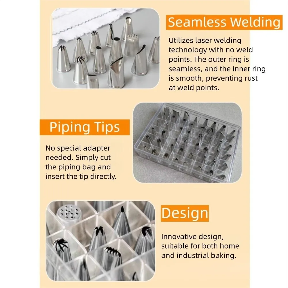 Description Picture 3 of item24PCS Steel Cake Decorating Nozzles Set DIY Baking Tool Icing Piping Tip Multi Style Creative Flower Frosting Nozzles