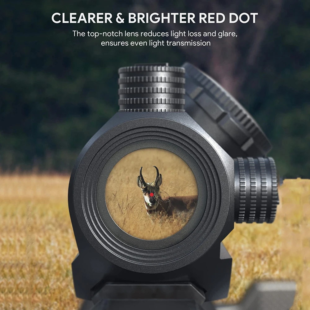 Red Dot Sight Rifle Scope 1x22mm Red Dot Sight 3 MOA Red Dot Scope Collimator Sight Gun Rifle Scope with Riser Mount Airsoft Hunting Accessory
