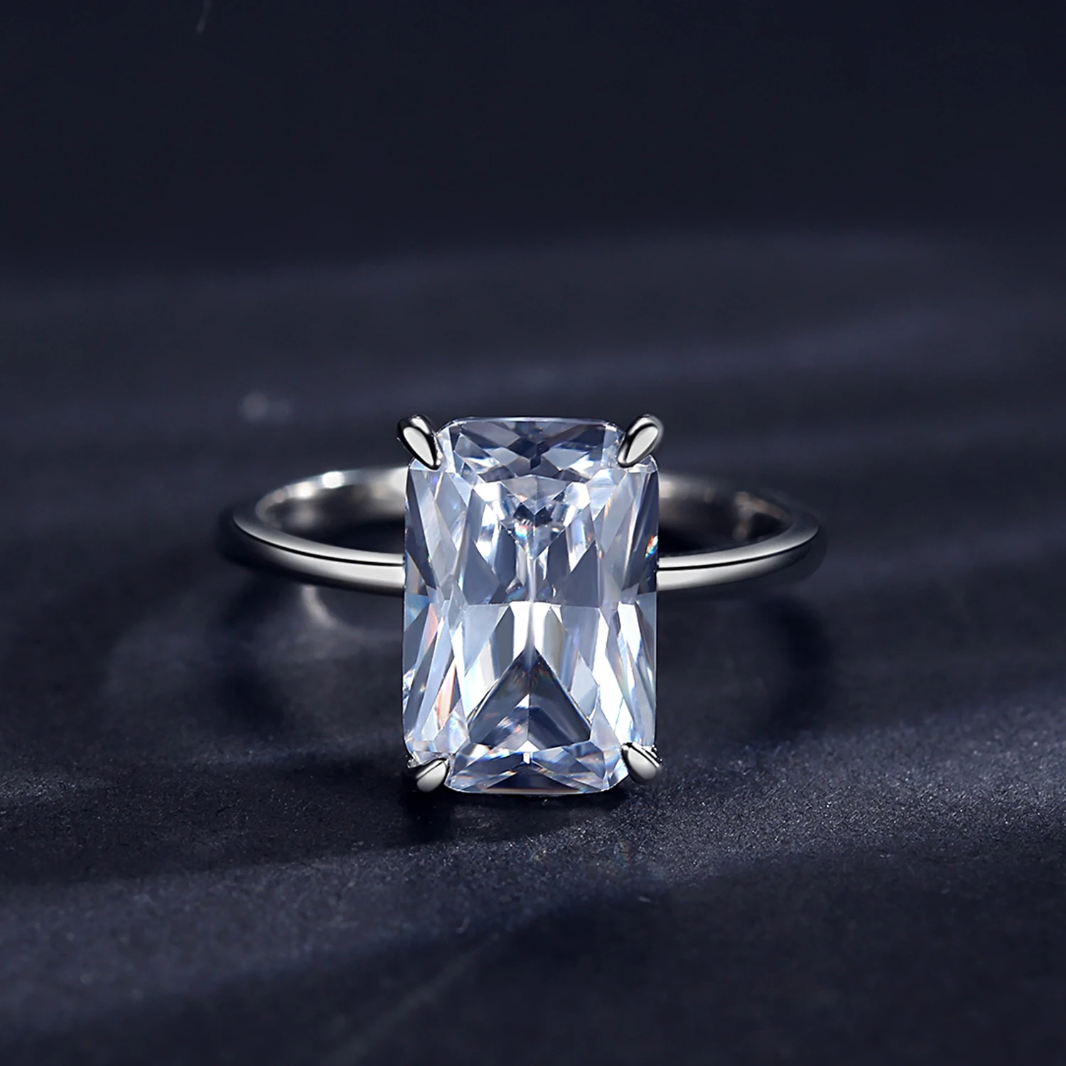 Ailmay 럭셔리 커팅 클리어 CZ 반지 솔리드  클래식 손가락 반지 여성을위한 결혼 약혼 보석 선물