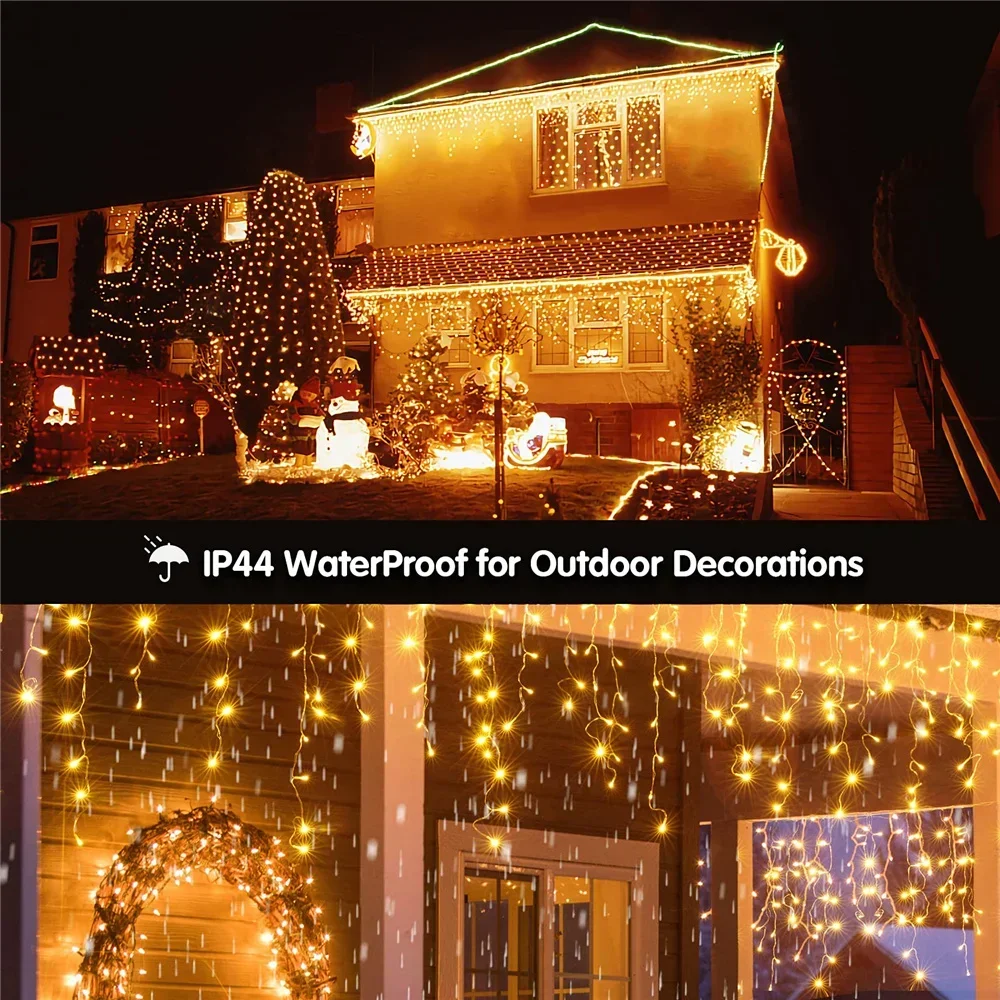 thumbnail image 4 of Decoraciones navideñas para el hogar, cortina LED para exteriores, guirnalda de luces de carámbanos, guirnalda de calle para la casa, decoración de Año Nuevo de 3 a 35 m, 4 of 5