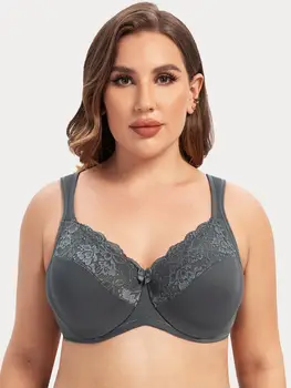 MELENECA Women's Full Coverage Underwire Bra Minimizer Plus Size Lace Comfortable Cushion Strap 1