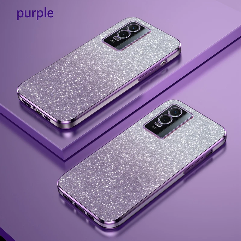 WEIOU Cover Con Bordo Dorato Per VIVO Y76 5G - Silicone Morbido TPU, Protezione Antiurto (Rosa)