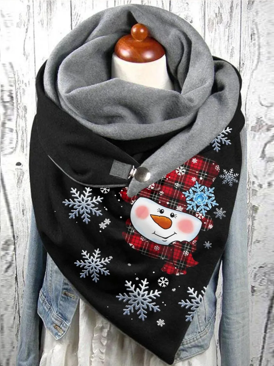 

Pdmcms Apparel Christmas Snowman Print Cozy Warm Scarf For Winter fashion keep warm items indoor shawls or outdoor scarves
