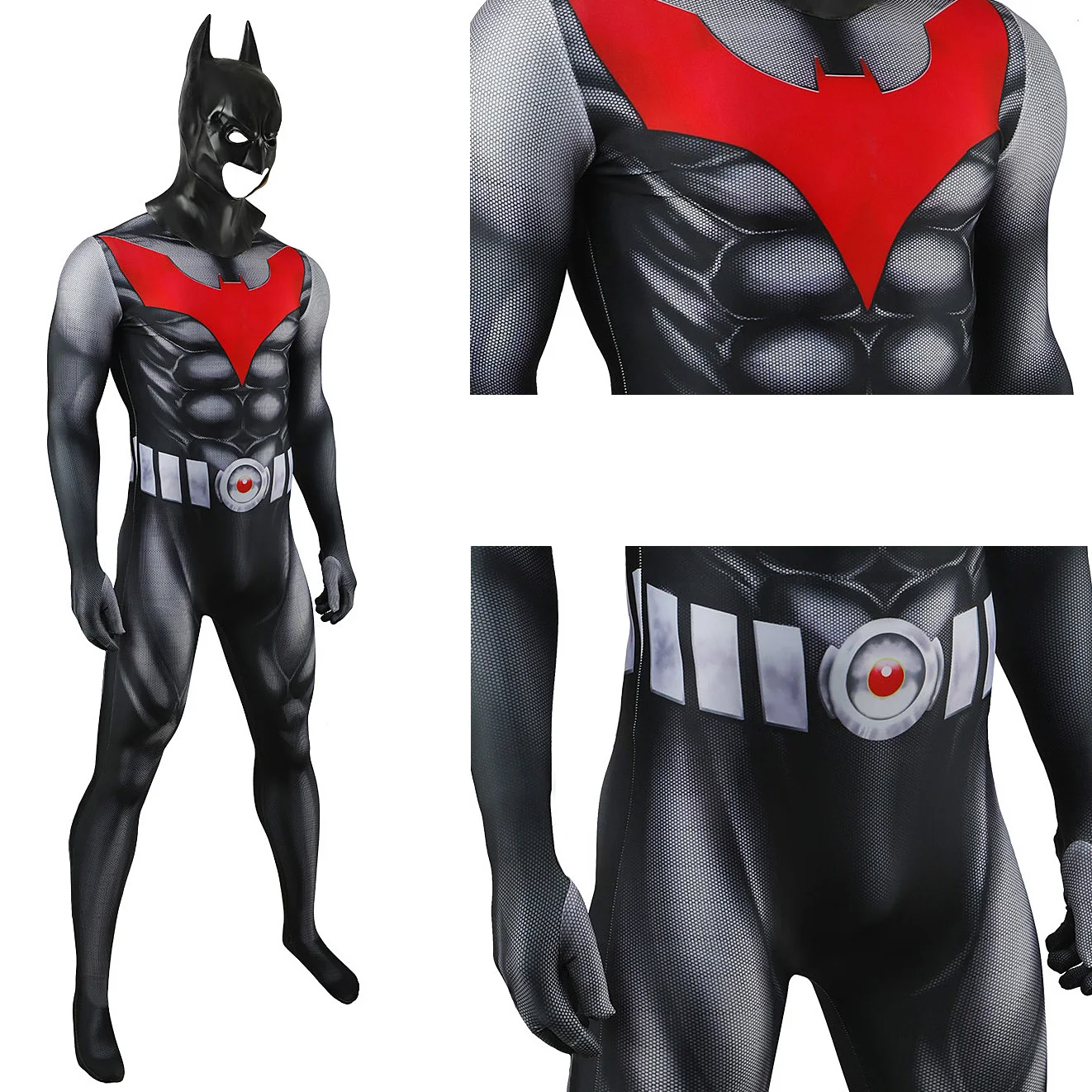 DC-Inspired Batman Cosplay Bodysuit for Adults and Kids
