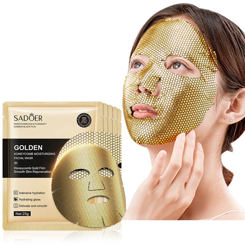 10pcs SADOER 24K Gold Moisturizing Facial Masks skincare Firming Nourishing Smooth Skin Rejuvenation Face Mask Sheets Mask