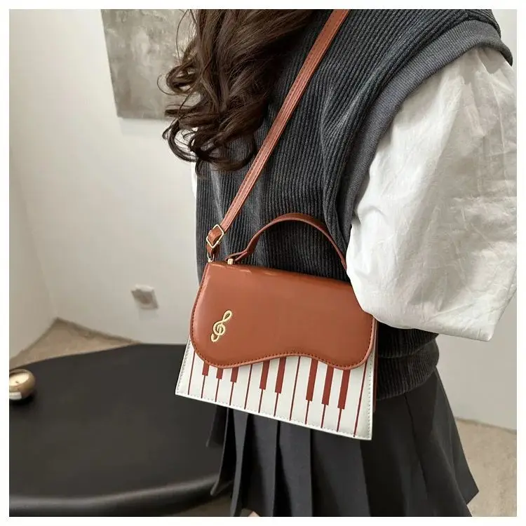 JIAERDI Vintage Piano Print Square Bag Wallet Women Retro Handle Casual Crossbody Bags Hot Girls Sweet Cute Messenger Bag Y2k