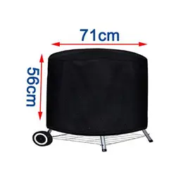 Heavy-Duty Waterproof Round Black Outdoor Grill Cover (71x56cm 210D)