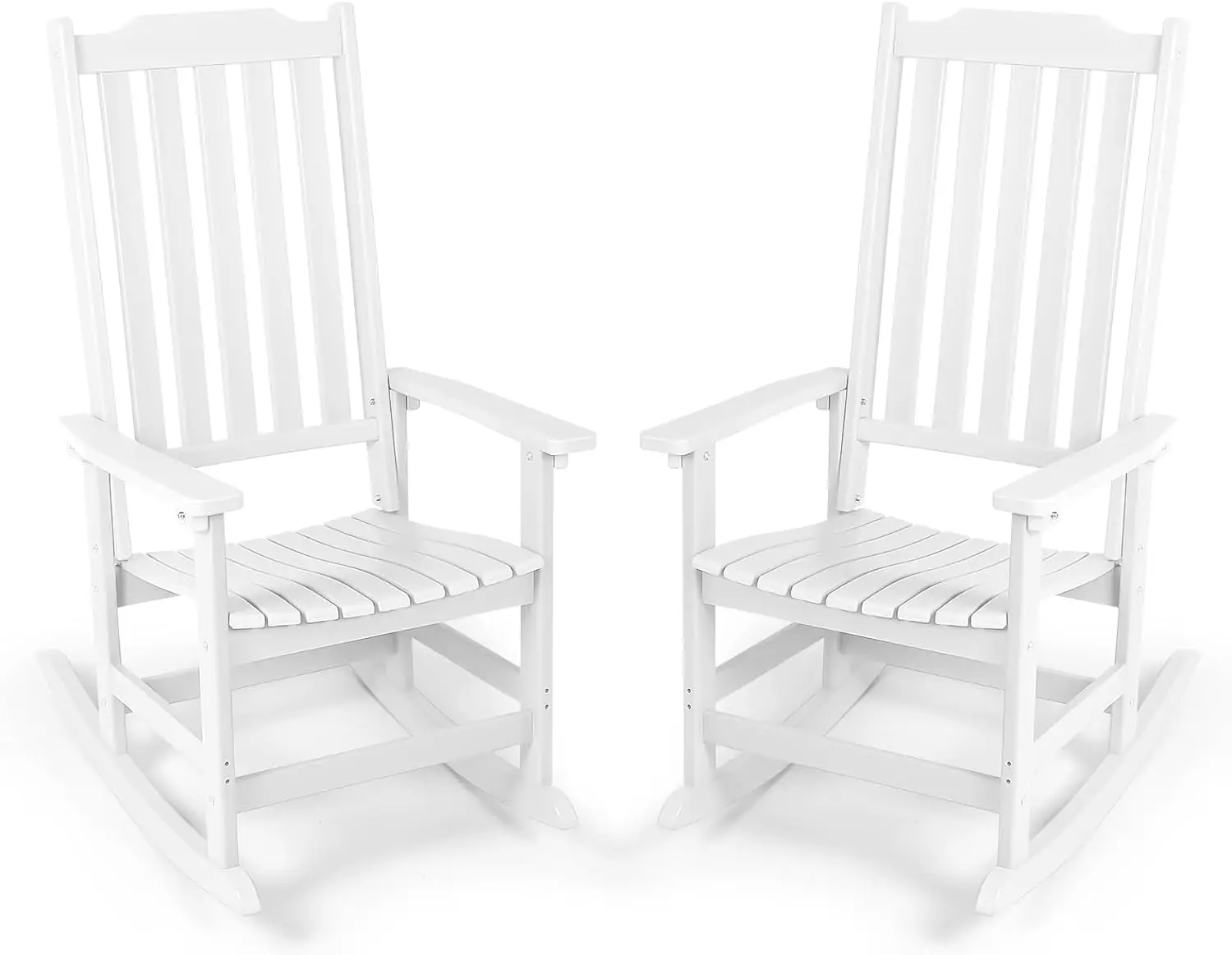 

Outdoor Rocking Chairs Set of 2, Porch Rocker with High Back, Patio Rockers Set of 2, HDPE Weather Resistant Rocking