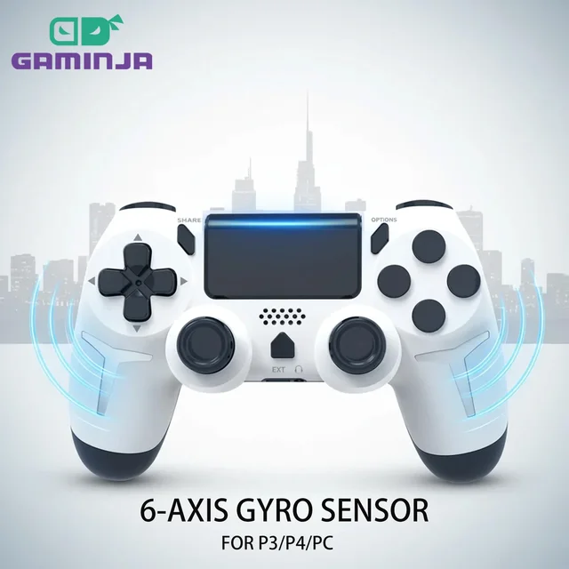 GAMINJA 6-axis Gyroscope Dual Vibration With touch pad Wireless Gamepad Bluetooth Controller For PS4 PS3 Console Computer PC