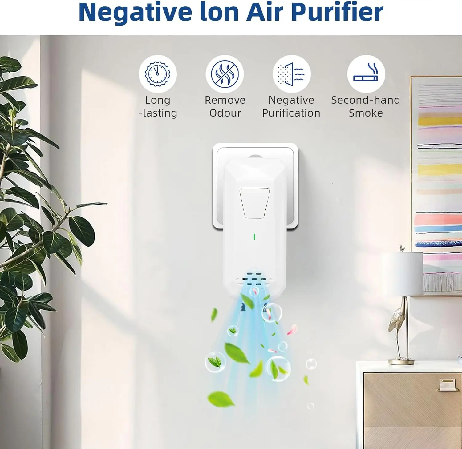 Mini Air Ionizer - Quiet Negative Ion Generator for Home Office and Kitchen