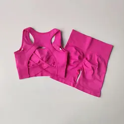 Women's Seamless Yoga Set - Sporty Chic Fitness Ensemble - S (Rose Red)
