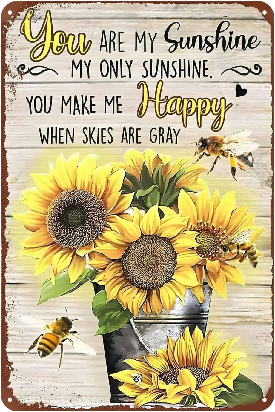 

Пчела Подсолнух жестяной знак «You are My Sunshine My Only» металлический знак Ретро табличка домашний декор Кухня Бар Кафе клуб пещера Стена D