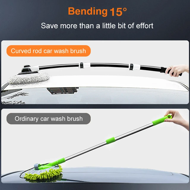 Brosse de nettoyage de voiture, courbée à 15 degrés, Chenille, télescopique, manche Long, serpillière, nouveauté 2022 3