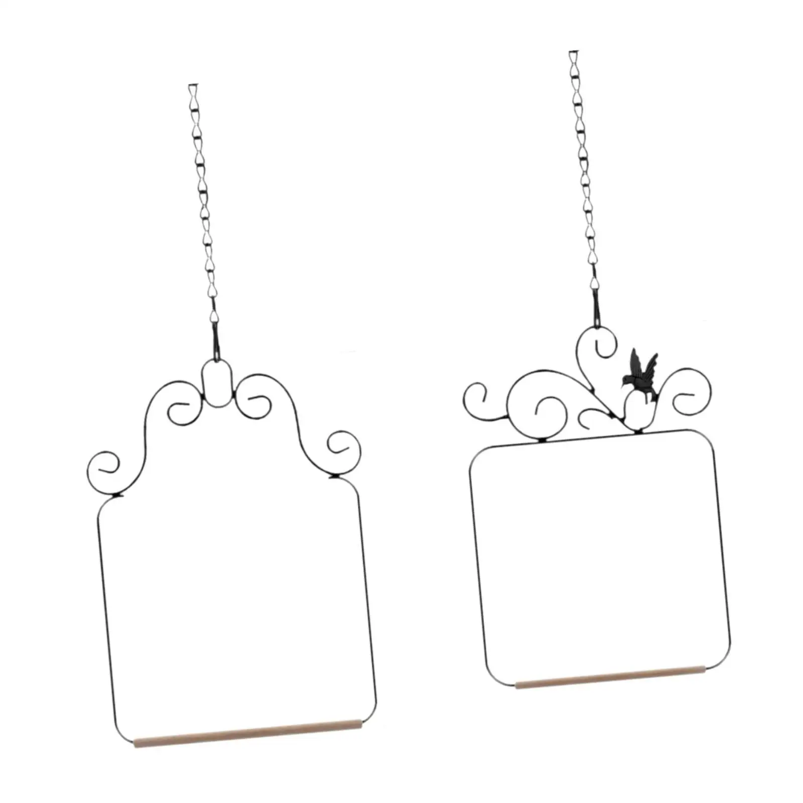 2x Hummingbird Swings Hanging Outdoor Metal Frame Wooden Perch Bird Swings for Small Birds Cockatiels Farmhouse Office Patio