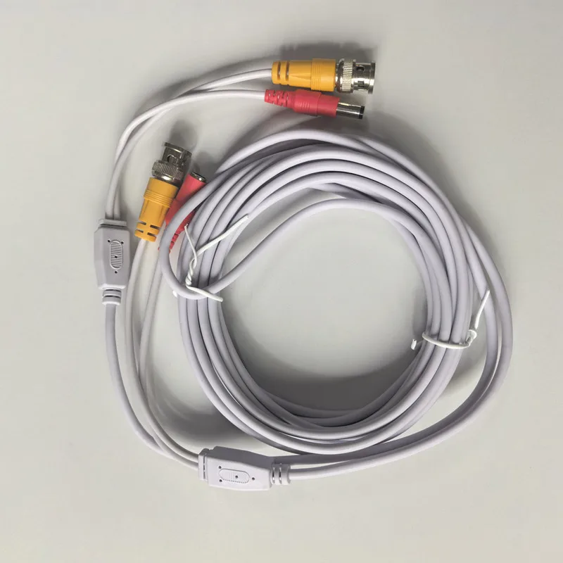 White 2-in-1 BNC + DC Power Video Extension Cable