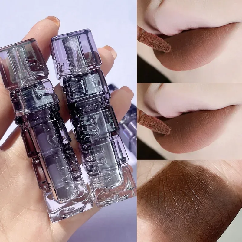 Dark Brown Matte Velvet Lip Gloss Waterproof Liquid Lipstick Nude Lip Tint Mud 6 Colors Glaze Long Lasting Cosmetics Makeup lip makeup,lip glaze,lip tint,lip gloss