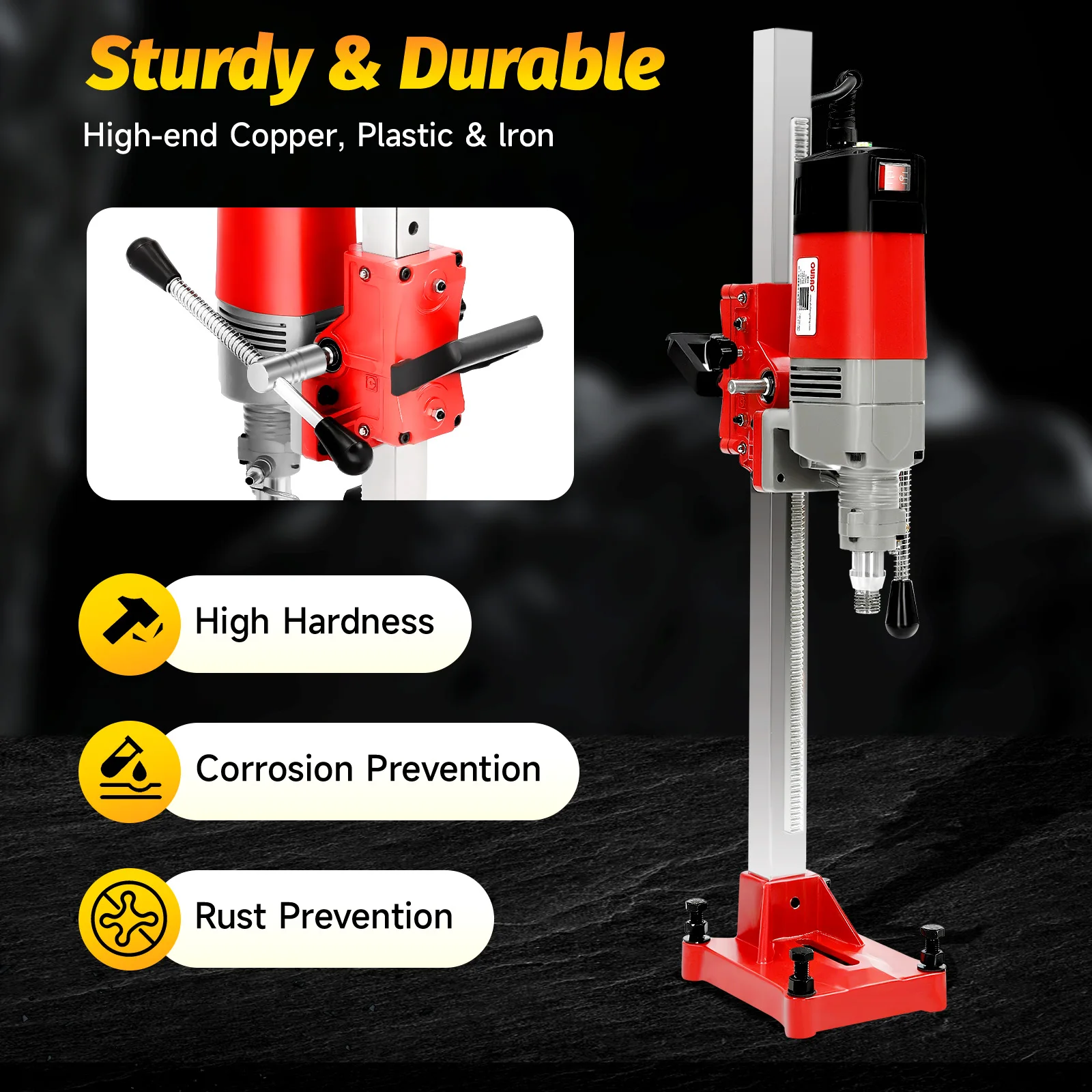 2,3 kW 740 U/min Betonkernbohrer-Rig-Ständer, Kernbohrmaschine, Elektrowerkzeug für Beton und Zement, maximale Bohrdurchmesser 165 mm – Detail 7