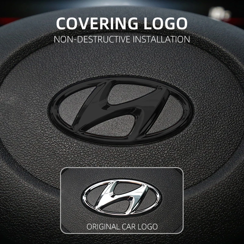 Hyundai Steering Wheel Cover Trim - Black Carbon Fiber Decal For Sonata, Elantra, Tucson (2013-2023 Models)