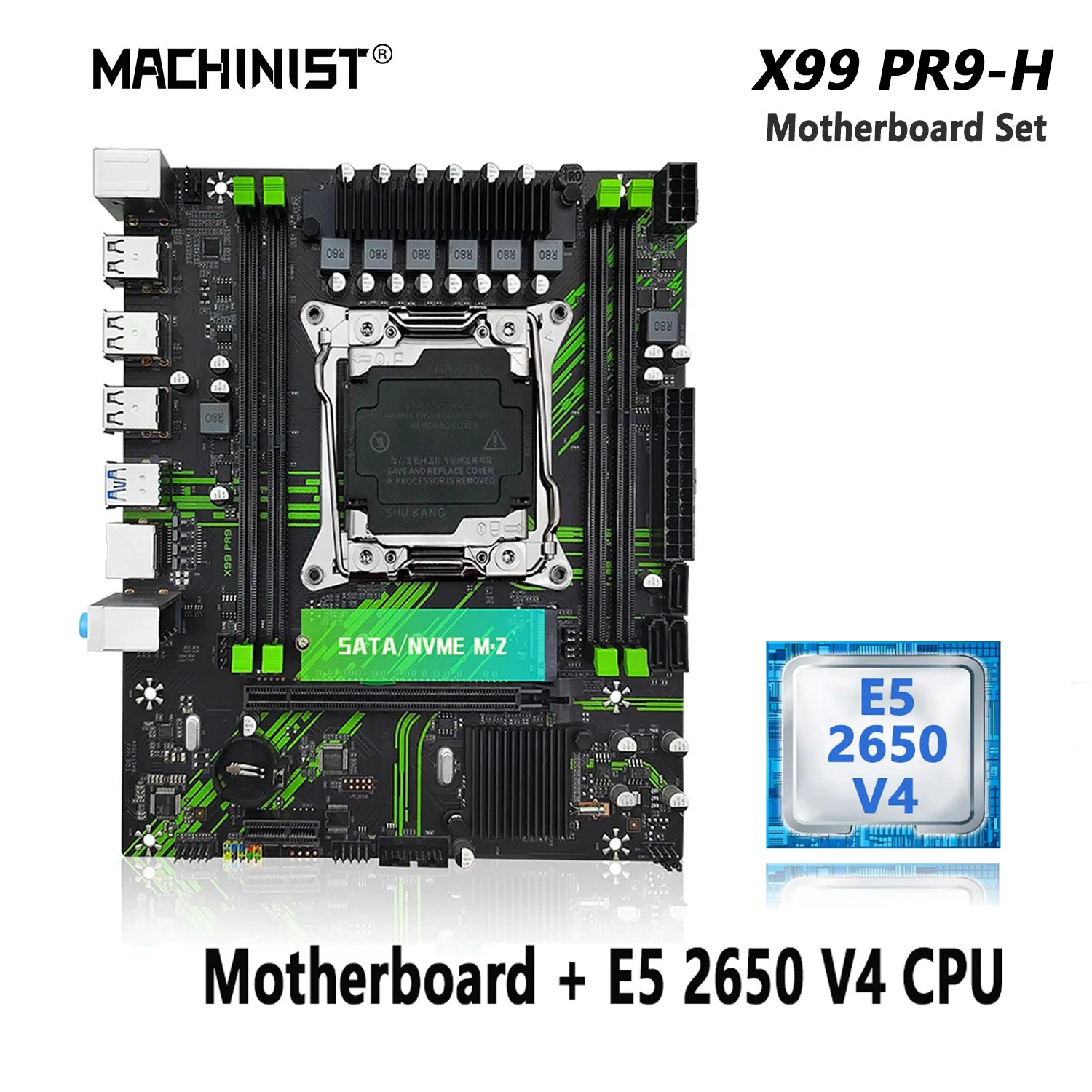 MACHINIST PR9-H X99 Motherboard Set LGA 2011-3 Kit Xeon E5 2650 V4 CPU Processor Support DDR4 ECC RAM Memory M-ATX SSD NVME M.2