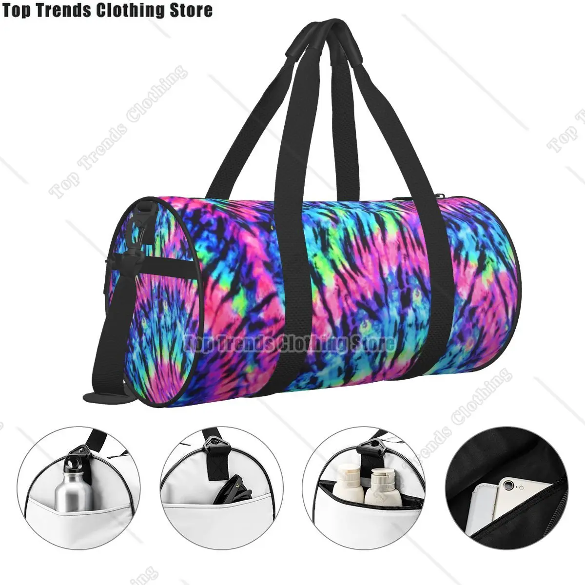 Funny Tie Dye Gym Bag Colorful Print Travel Training Sports Bags Male Female Capacity Vintage Fitness Bag Oxford Handbags