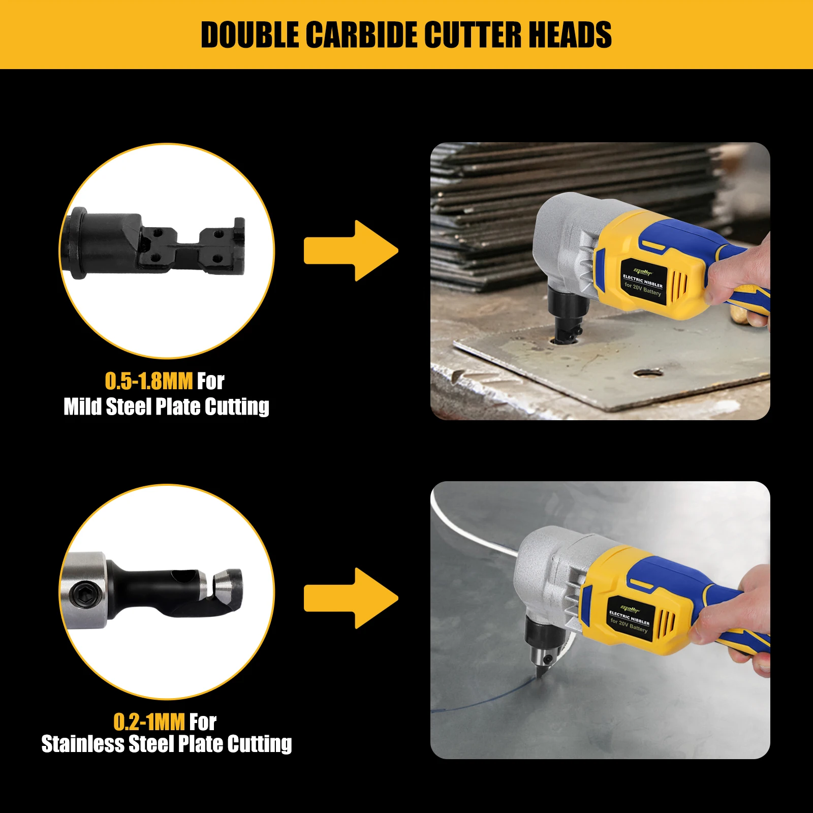 Cordless Electric Nibbler Compatible with Dewalt 18V 20V Battery Cutting Tool for Cutting Stainless Steel,Aluminium,Plastic 3
