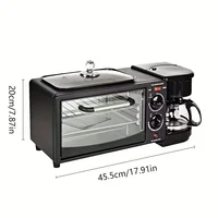3-in-1 Breakfast Maker Home Mini Electric Oven Bread Maker,600ml Drip Coffee Machine,Non Stick Pan Fry Pan,Can Fry Grill Steak 2