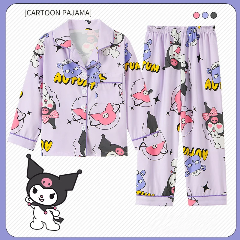 Kids Pajamas Set 2pcs Kid's Cinnamorolls Pajamas Long Sleeve Top & Pants Set Kuromis Print Loungewear Comfy Casual Set Girl's Clothes