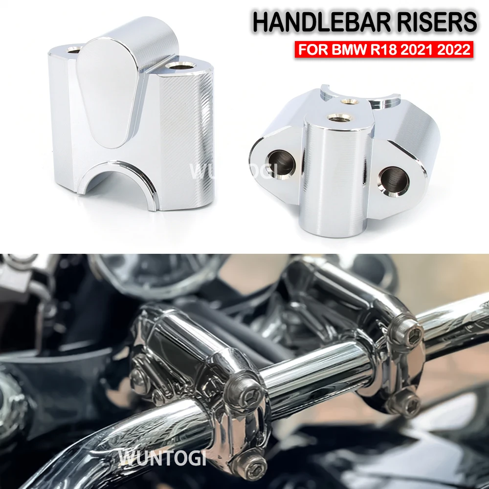 

For BMW R18 2021 2022 New Motorcycle Chrome Aluminum Handlebar Riser Bar Mount Handle Clamp Lift Clamp Adapters Accessories