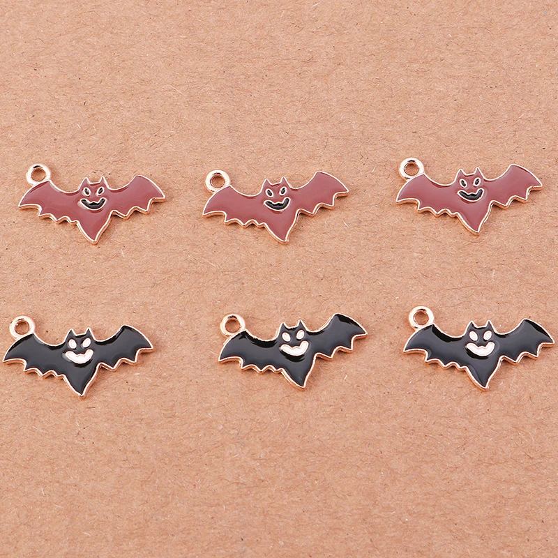 10 stücke Cartoon Halloween Bat Charms für Schmuck Machen Niedlichen Emaille Kuchen Charms Anhänger für DIY Ohrringe Halsketten Armbänder Geschenk – Detail 10