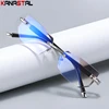 Men Rimless Reading Glasses Prescription Women Presbyopic Eyewear Smart Phone Anti Fatigue Blue Light Blocking Eyeglasses Frame