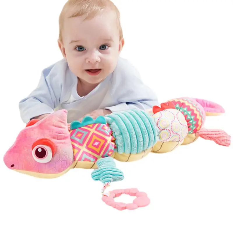 

Stuffed Chameleon 59cm Cute Rattle Toy Music Plush Chameleon Soft Height Ruler Comfort Doll For Newborns Kids 0-2 Years Old