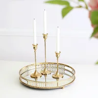 3Pcs/Set European style Metal Candle Holders Simple Golden Wedding Decoration Bar Party Living Room Decor Candlestick Home Decor 5