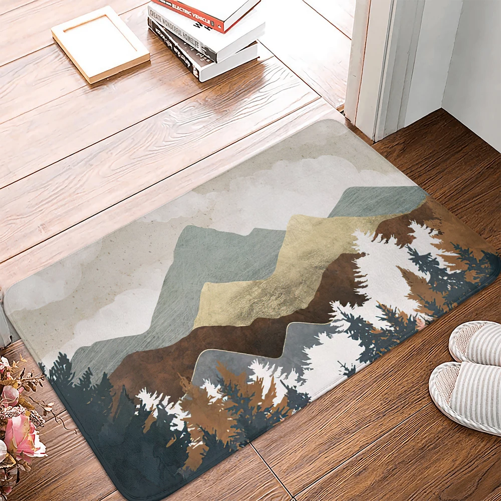 Living Room Carpet Memory Foam Bath Mat Mountain Forest Printing Doormat Kitchen Carpet Entrance Door Mat Bathroom Mat Bedroom Lounge Rug Home Decor