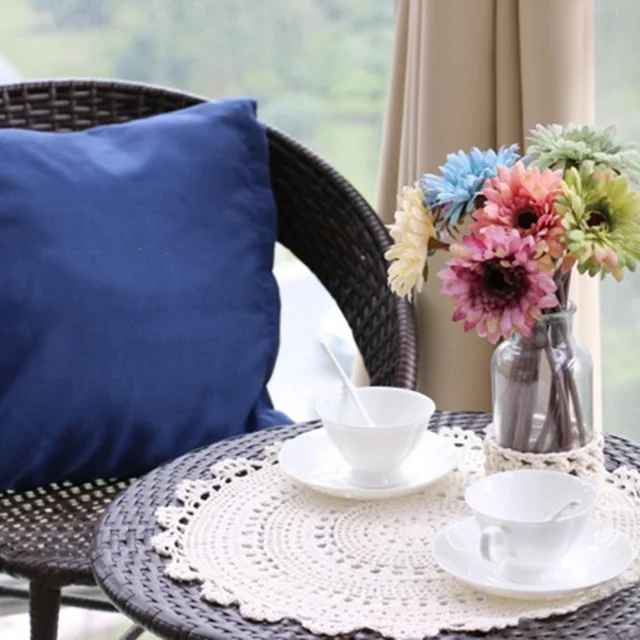 1pc Round Tablecloth Handmade Crochet Lace Cotton Placemat Vintage Hand Tablecloth Home Wedding Table Decoration 4