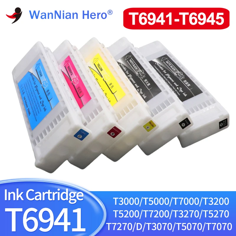 

T6941-T6945 Compatible Ink Cartridge Pigment For Epson T3000 T5000 T7000 T3200 T5200 T7200 T3270 T5270 T7270 T3070 T5070 T7070