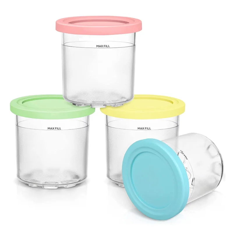 4PCS Ice Cream Pints and Lids ice cream containers for Ninja Creami NC301 NC300 NC299AMZ Series Ice Cream Storage Containers Food Freezer