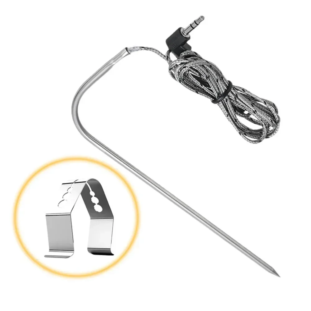 2 Pcs Meat Probes With Clips BBQ Grill Mtal For Traeger Grills Wood Pellet Oven Meat Probe PT1000 Kitchen,Dining Bar Accessories