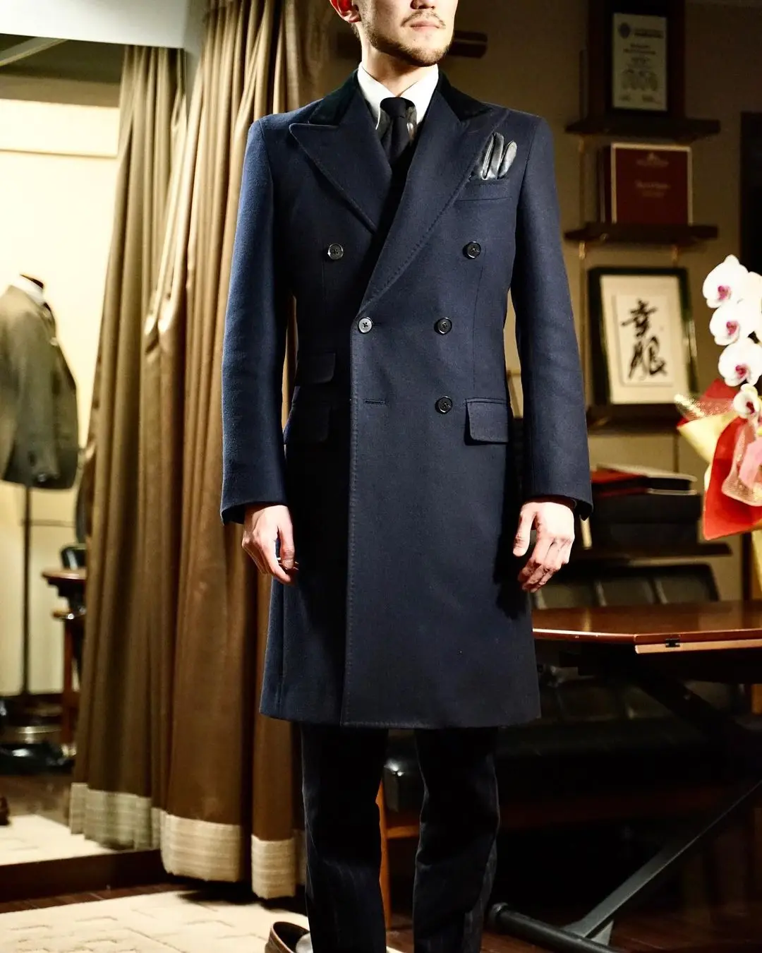 Black Woolen Modern Men Coat Tailor-Made One Piece Men Blazer Overcoat Jacket Winter Warm Wedding Groom Causal Prom Tailored